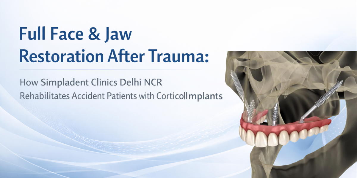 Read more about the article Full Face & Jaw Restoration After Trauma: How Simpladent Clinics Delhi NCR Rehabilitates Accident Patients with Corticobasal® Implants